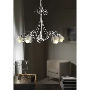 Luminosa Camilla 5 Light Multi Arm Pendant Ceiling Light, Glass Shades