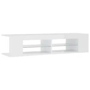 vidaXL TV Cabinet with LED Lights High Gloss White 135x39x30 cm