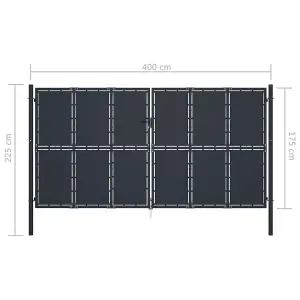 Berkfield Garden Gate Steel 400x175 cm Anthracite