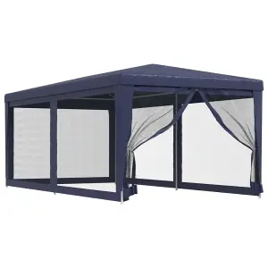 Berkfield Party Tent with 6 Mesh Sidewalls Blue 3x6 m HDPE