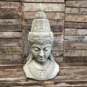 XL Thai Buddha Head Stone Statue Oriental Bust British Made Outdoor Garden Ornament