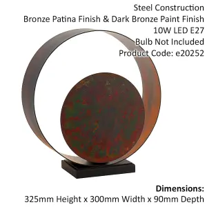 Hand Finished Bronze Patina Table Lamp Light - Dark Bronze Base - Inline Switch