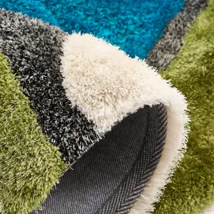 Blue and Green 3D Pebbles Shaggy Rug - Hawaii