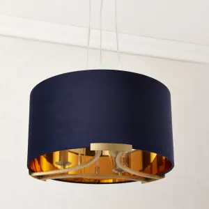 Eternal Contemporary Matt Navy Gold effect 3 Lamp Light pendant, (Dia)430mm