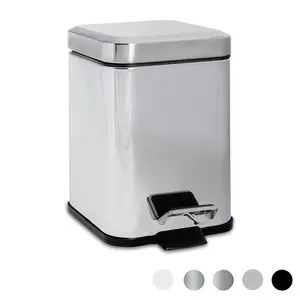 Square Bathroom Pedal Bin - 3 Litre Chrome