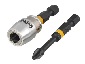 Dewalt DT70536T-QZ Impact Torsion Bits PH2 x 50mm x2 & Magnetic Screwlock Sleeve