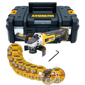 Dewalt DCG405NT 18v XR Brushless Cordless 125mm Angle Grinder + 10 Thin Discs