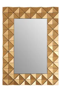 Interiors by Premier Luxurious Geomatric Copper Wall Mirror, Sunburst Design Wall Mirror For Bedroom, Indoor Accent Mirror