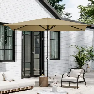 2x3M Khaki Outdoor Garden Patio Crank Tilt Parasol No Base