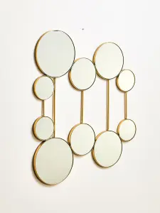 Interiors by Premier Multi Circular Wall Mirror, wall Mirror with gold finish frame, Wall Mirror For Living Room and Hallway