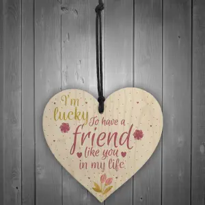 Red Ocean Handmade Friendship Gift Sign Best Friend Plaque Shabby Chic Wooden Hanging Heart Thank You