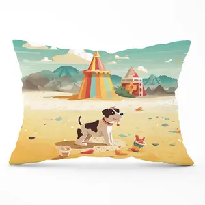 Doggy On A Beach Holiday Cushions 33cm x 48cm