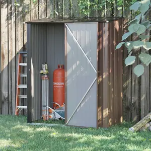 2.75 ft. W x 4.66 ft. D Metal Tongue & Groove Flat Garden Shed Brown/Black