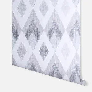 Arthouse Scandi Diamond Silver Wallpaper