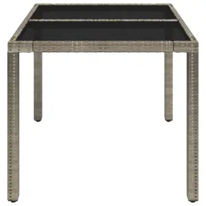 Berkfield Garden Table with Glass Top Grey 90x90x75 cm Poly Rattan