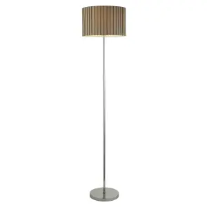 CHROME STICK FLOOR LAMP GREY SHADE