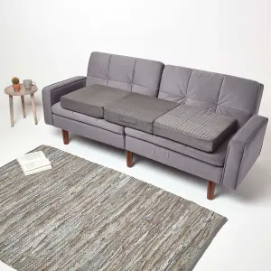 Homescapes Grey Suede Orthopaedic Foam 3 Seater Booster Cushion