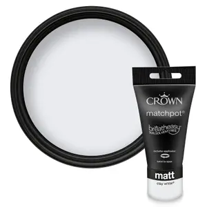 Crown Breatheasy Clay white Matt Emulsion paint, 40ml