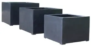 Primrose Titanic Black Poly-Terrazzo Cube Planter 85cm