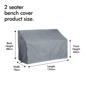 VonHaus Garden Bench Cover, Waterproof 2 Seater Furniture Cover for Patio Bench, H89 W134 x D70cm