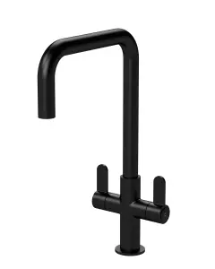 Kitchen Mono Mixer Tap with 2 Lever Handles, 361mm - Matt Black