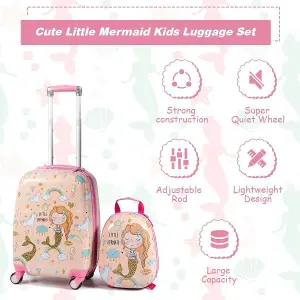 Costway 2Pcs 12" 18" ABS Kids Suitcase Backpack Luggage Set School Travel Lightweight