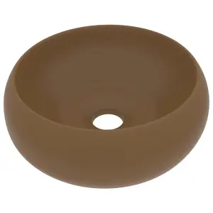 Berkfield Luxury Wash Basin Round Matt Cream 40x15 cm Ceramic