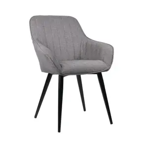 Set Of 2 Windsor Modern Accent Arm Chairs/Dining Chairs,Grey Fabric