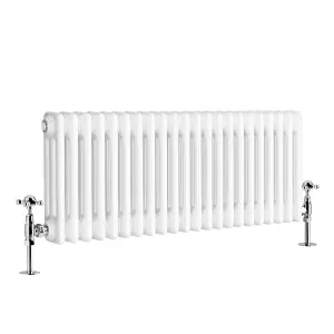 Right Radiators 300x1012 mm Horizontal Traditional 3 Column Cast Iron Style Radiator White