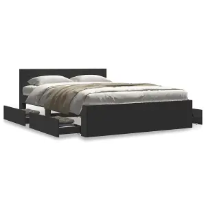 Berkfield Bed Frame with Headboard without Mattress Black 140x200 cm