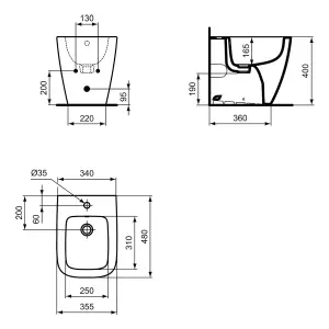 Ideal Standard i.life S White Back to wall Floor-mounted T459501 Bidet