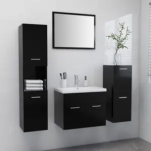 Berkfield Bathroom Furniture Set Black Engineered Wood