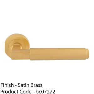 Premium Smooth Door Handle Set - Satin Brass Angled Lever On Round Rose