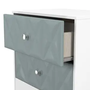 San Jose Ready assembled Duck egg blue & white 2 Drawer Bedside chest (H)521mm (W)570mm (D)395mm