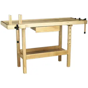 Premium 1.52m Varnished Woodworking Bench with Tool Well and Dual Vices