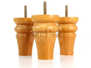 4 Turned Solid Wood Furniture Legs Replacement Settee Feet 100mm High Sofa Chair Bed M8 Oak SOF3211