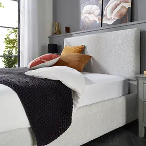 Bouclé Upholstered Garland Ottoman Bed Frame, Platinum