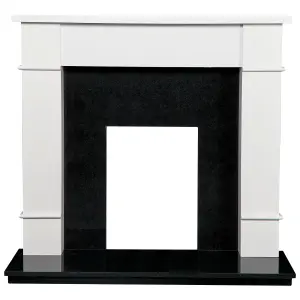 Adam Linton Surround in Pure White & Black Granite Stone with Downlights, 48 Inch