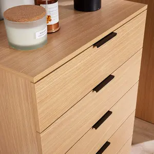 Home Source Phoenix Chest 5 Drawers Oak Effect