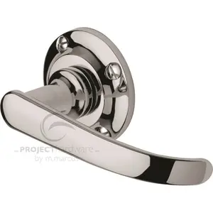 Project Hardware Door Handle Lever Latch on Round Rose Avon Design (Set of 2) Satin Chrome