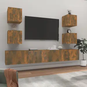 Berkfield 6 Piece TV Cabinet Set Smoked Oak Engineered Wood