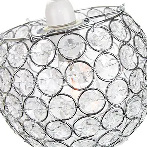 Modern Round Globe Easy Fit Pendant Shade with Small Transparent Acrylic Beads