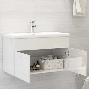 Saona 800mm Single Bathroom Vanity with Integrated Ceramic Basin Gloss White