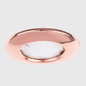 ValueLights Copper Finish GU10 Ceiling Downlight Fitting - Complete with 1 x 5W GU10 Cool White LED Bulb