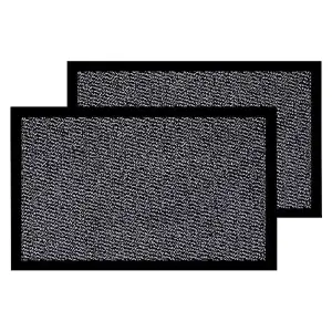 Pack of 2 Door Mat Dirt Floor and Kitchen Doormats Super Absorbent - Durable, and Reusable for Home and Office (Grey, 40 x 60cm)