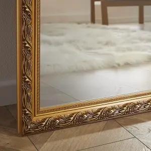 Leaner Mirror Harlington Antique Rectangular Shape with Gold Frame- H 205cm X W 140cm for Hanging in Bedroom or Living room