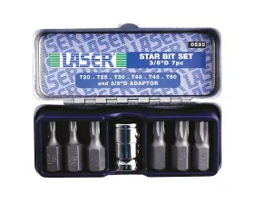 Laser Tools 0595 7pc Torx/Star Bit Set with 3/8" Drive Bit Adaptor