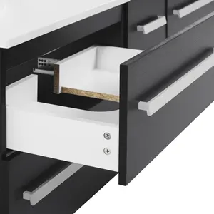 Bathroom Wall Mounted Cabinet with Basin Black MADRID