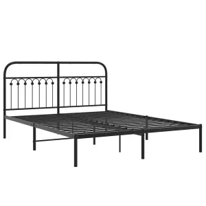 Berkfield Metal Bed Frame without Mattress with Headboard Black 150x200cm