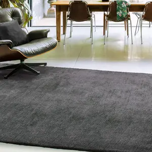 Grey Plain Modern Easy to clean Rug for Dining Room Bed Room and Living Room-200cm X 290cm